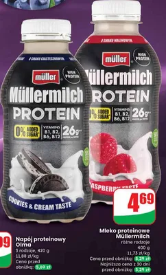 Mleko proteinowe raspberry taste promocja w Dino