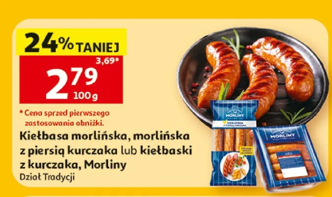 Kiełbasa morlińska z piersią kurczaka Morliny promocja w Auchan