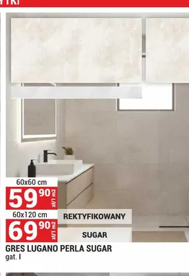 Gres Lugano Perla Sugar rektyfikowany 60x60 cm promocja w Merkury Market