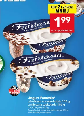 Jogurt Fantasia z mleczną czekoladą promocja w LEWIATAN