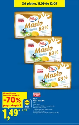 Masło ekstra Pilos 83% promocja w Lidl