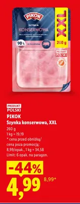 Szynka konserwowa XXL Pikok promocja w Lidl