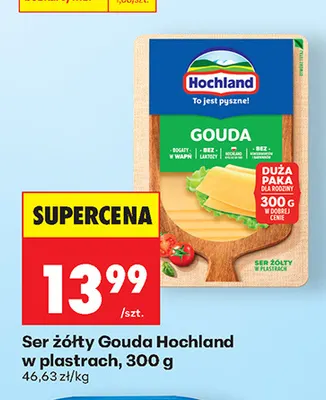 Ser żółty Gouda w plastrach Hochland promocja w Biedronka