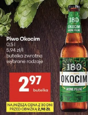 Piwo Okocim butelka zwrotna wybrane rodzaje promocja w Delikatesy Centrum