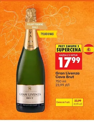 Wino musujące Gran Livenza Cava Brut promocja w Biedronka