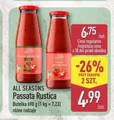 Passata Rustica pomidorowa ALL SEASONS promocja w Aldi