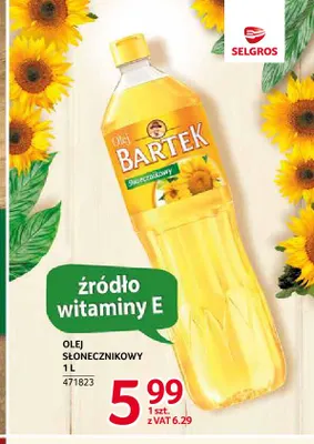 Olej słonecznikowy Bartek promocja w Selgros