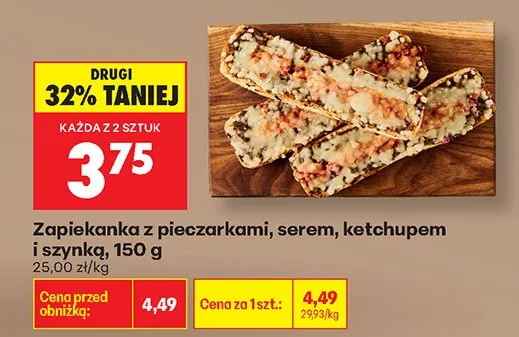 Zapiekanka z pieczarkami, serem, ketchupem i szynką promocja w Biedronka
