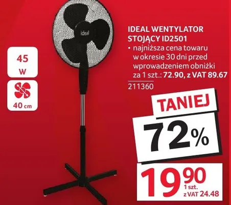 Wentylator stojący IDEAL ID2501 promocja w Selgros