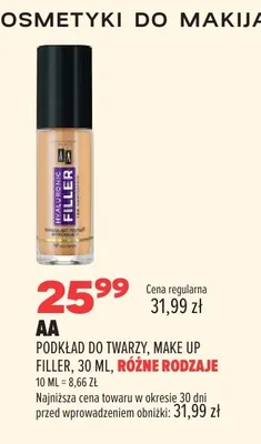 Podkład do twarzy AA Make Up Filler promocja w Drogerie Natura