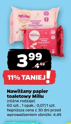 Nawilżany papier toaletowy Millu promocja w Netto