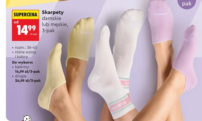Skarpety baleriny damskie lub męskie Kubota 3-pak promocja w Biedronka