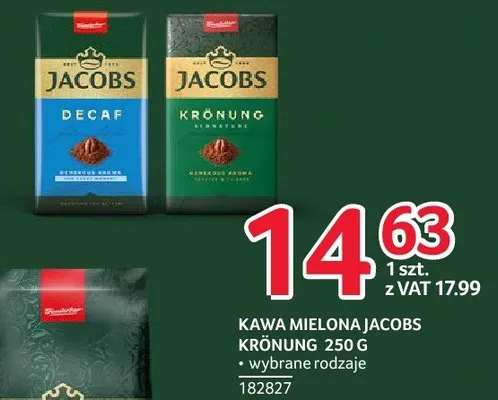 Kawa mielona Jacobs Krönung wybrane rodzaje promocja w Selgros