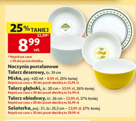 Salaterka porcelanowa 3l śr. 25,3cm promocja w Auchan