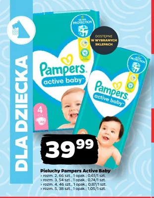 Pieluchy Pampers Active Baby rozm. 4 promocja w Netto