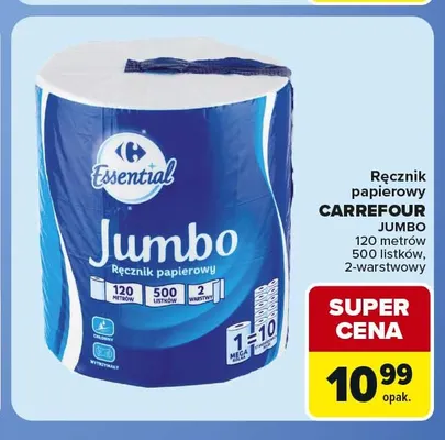 Ręcznik papierowy Jumbo 2-warstwowy Carrefour promocja w Carrefour Market