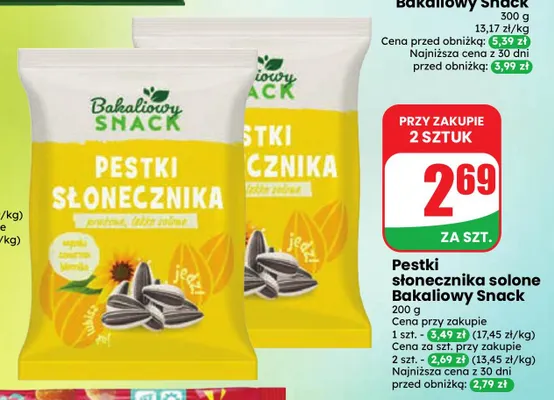 Pestki słonecznika solone Bakaliowy Snack promocja w Dino