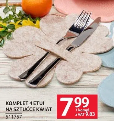 Komplet 4 etui na sztućce kwiat promocja w Selgros