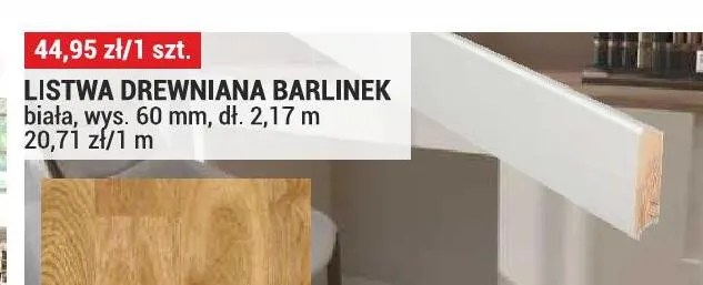 Listwa drewniana Barlinek biała promocja w Merkury Market