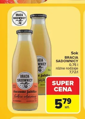 Sok Bracia Sadownicy tłoczone jabłko kwaśne odmiany promocja w Carrefour Market