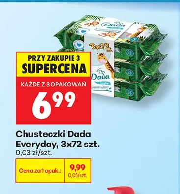 Chusteczki nawilżane Dada Everyday 3-pak promocja w Biedronka