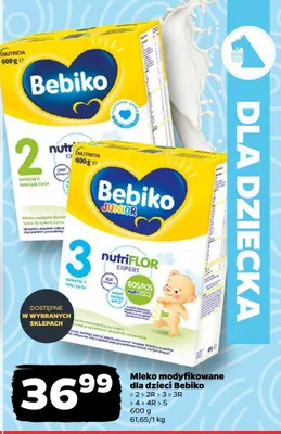 Mleko modyfikowane dla dzieci Bebiko 2, 2R, 3, 3R, 4R, 5 promocja w Netto