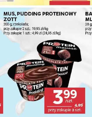 Mus proteinowy czekoladowy Zott promocja w Stokrotka