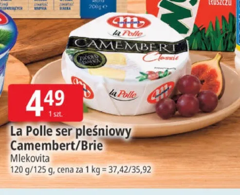 Ser pleśniowy La Polle Camembert Mlekovita promocja w Leclerc