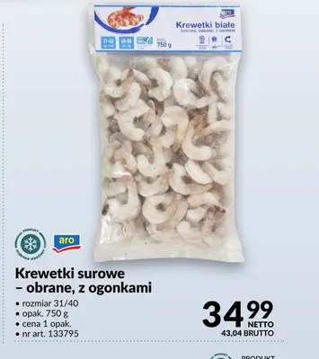 Krewetki surowe Aro obrane z ogonkami promocja w Makro