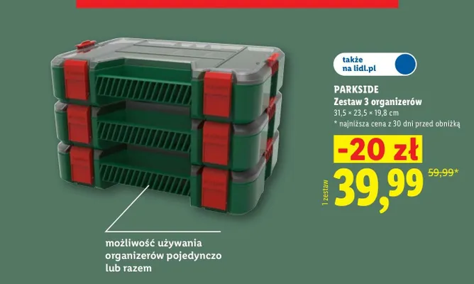 Zestaw 3 organizerów Parkside promocja w Lidl