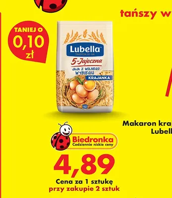 Makaron krajanka 5-jajeczny Lubella promocja w Biedronka