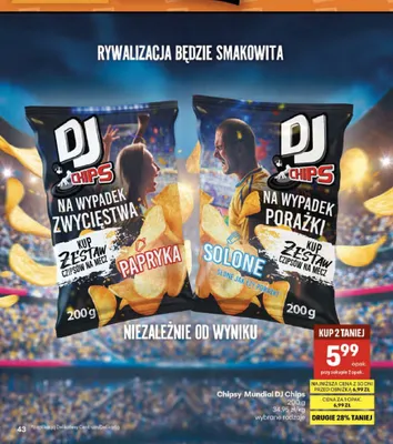 Chipsy Mundial DJ Chips Papryka promocja w Delikatesy Centrum