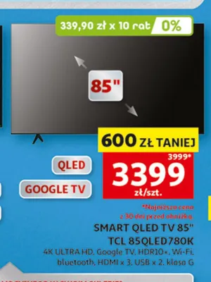 SMART QLED TV 85" TCL 85QLED780K promocja w Auchan