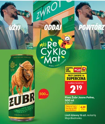 Piwo Żubr Jasne Pełne promocja w Biedronka