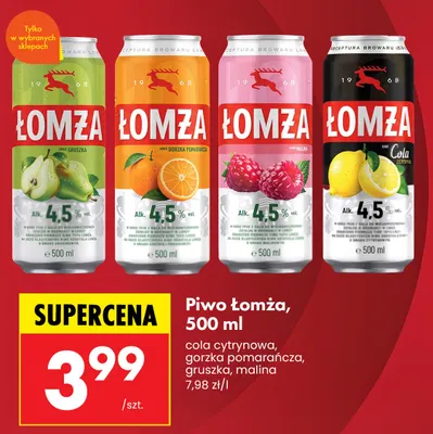 Piwo Łomża malina promocja w Biedronka