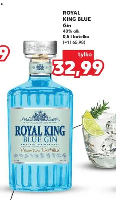 Gin ROYAL KING BLUE 40% alk. promocja w Kaufland
