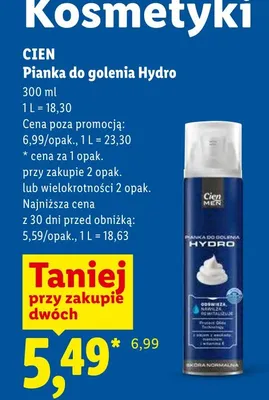 Pianka do golenia Cien Hydro promocja w Lidl