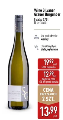 Wino Silvaner Grauer Burgunder promocja w Aldi