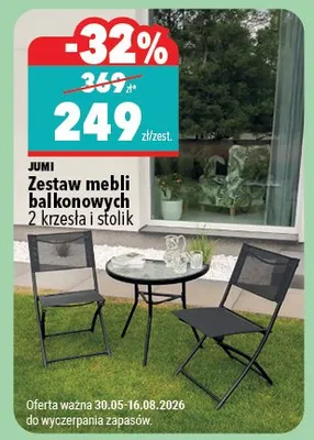 Zestaw mebli balkonowych 2 krzesła i stolik Jumi promocja w Biedronka Home