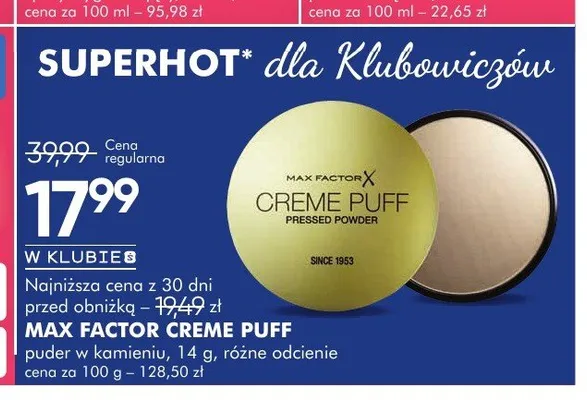 Puder w kamieniu Max Factor Creme Puff promocja w Super-Pharm