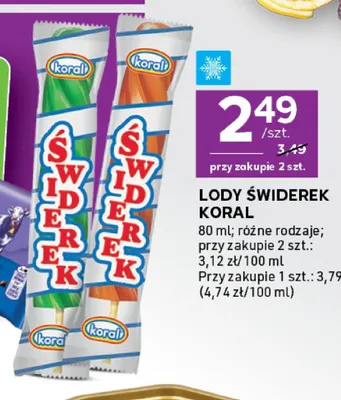 Lody Świderek Koral promocja w Stokrotka