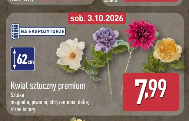 Kwiat sztuczny premium piwonia promocja w Aldi