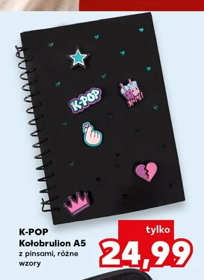 Kołobrulion A5 z pinsami K-POP promocja w Kaufland