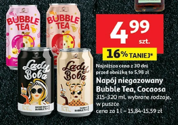 Napój niegazowany Bubble Tea, Cocaosa wybrane rodzaje promocja w Auchan