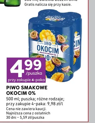 Piwo bezalkoholowe smakowe Okocim Mango i Marakuja 4-pak promocja w Stokrotka