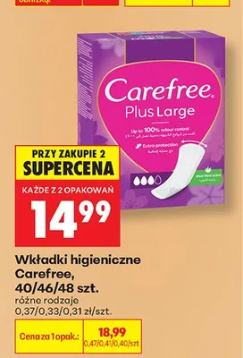 Wkładki higieniczne Carefree promocja w Biedronka