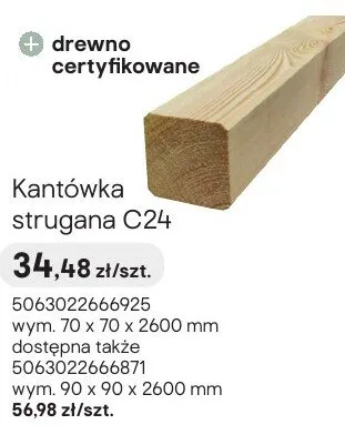 Kantówka strugana C24 promocja w Castorama