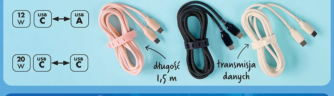 Przewód USB Setty 1,5 m promocja w Biedronka