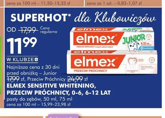 Pasta do zębów Elmex Przeciw Próchnicy promocja w Super-Pharm