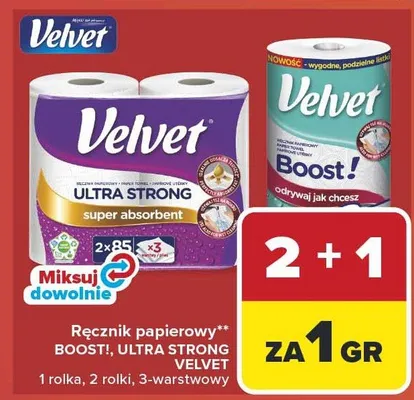 Ręcznik papierowy Velvet Boosti promocja w Carrefour